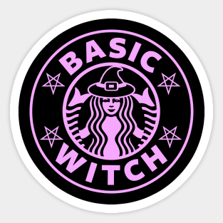 Basic Witch Pink Halloween Goth Coffee Pentagram Sticker